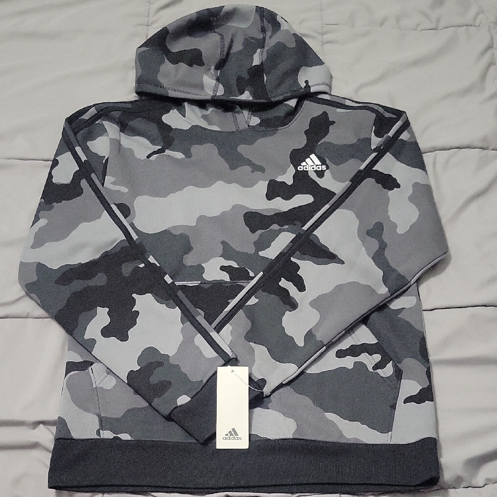 Adidas Gray and Black Camo Hoodie